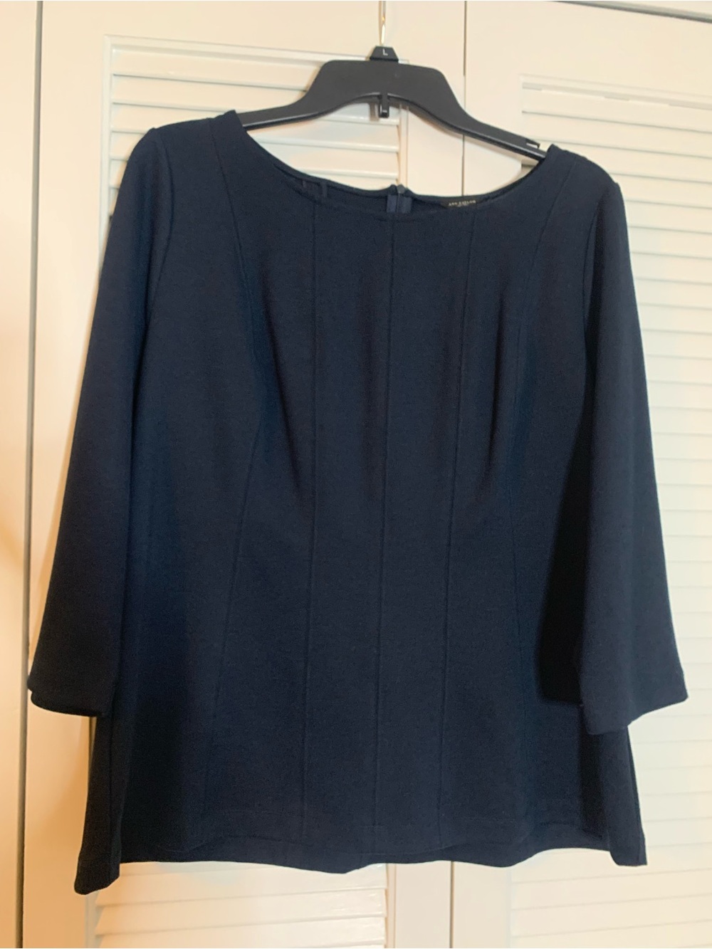 Ann Taylor Navy Long-Sleeve A-Line Dress